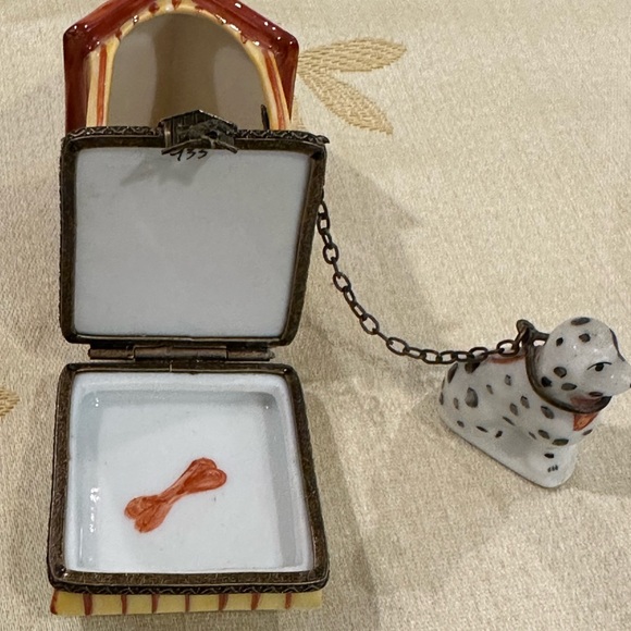 Limoges France Porcelain Dog Puppy Dalmation Doghouse Pierre Arguie Trinket Box. - Picture 8 of 11